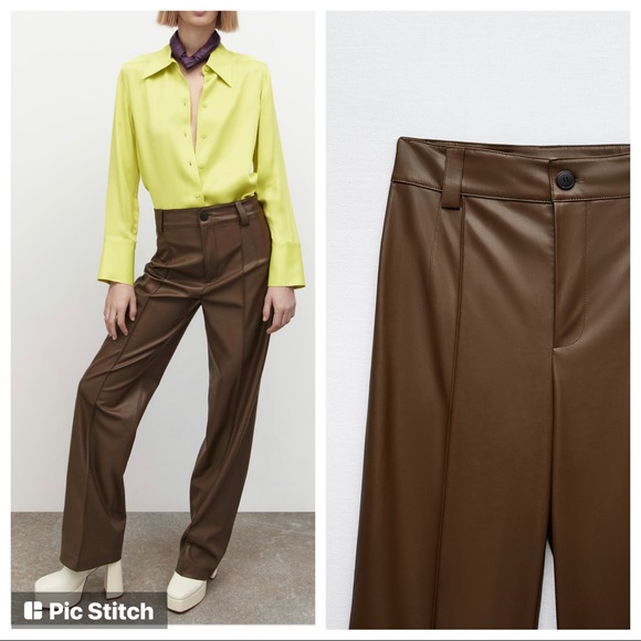 ZARA | FAUX LEATHER FRANÇOISE FULL LENGTH
TROUSERS - Picture 1 of 4